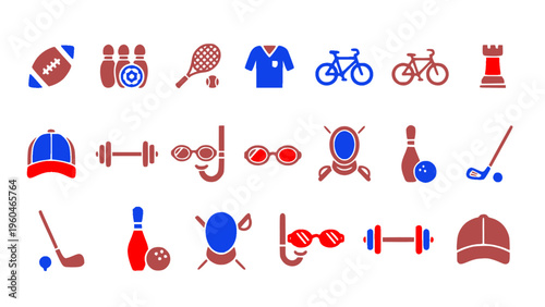 Collection of outdoor and sports activity vector icons.