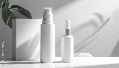 Clinical skin care for acne, minimalist white packaging.
