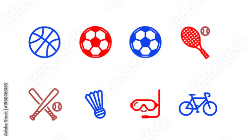 Clean and minimal sports gear icons in dual-tone style.