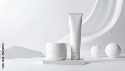 Clinical skin care for acne, minimalist white packaging.