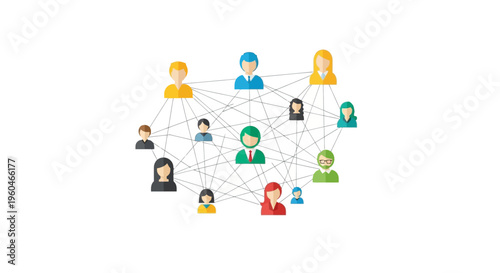 Connected people network illustration, social media connection, teamwork and community concept