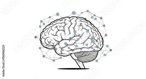 Abstract Brain Network Connection, Neural Network, Artificial Intelligence Concept