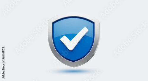 Blue Shield with White Check Mark - Security and Protection Concept