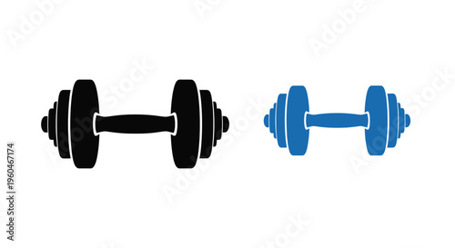 Two dumbbells one black and one blue displayed in a side by side comparison