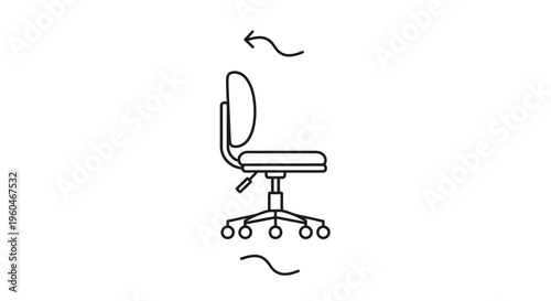 Minimalist Line Art of an Ergonomic Office Chair with Adjustment Indicators