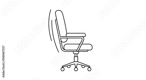 Ergonomic Office Chair Backrest Recline Feature Minimalist Line Art Illustration