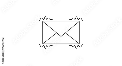Digital notification alert symbol featuring an active vibrating email envelope icon