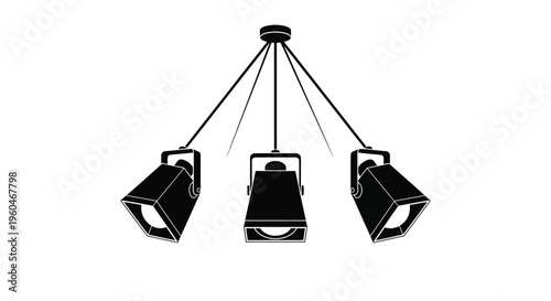 Minimalist black and white illustration of a modern spotlight chandelier