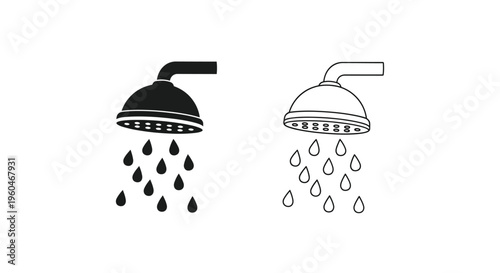Two showerhead icons displaying water droplets one filled and one outline