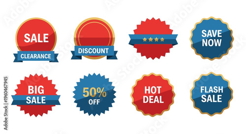 Collection of Sale, Discount, and Special Offer Badges and Stickers