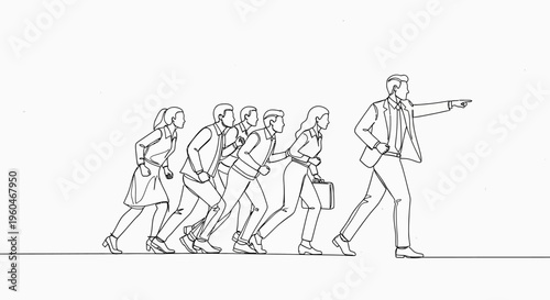 Business Leader Pointing Forward Leading Team Group Forward