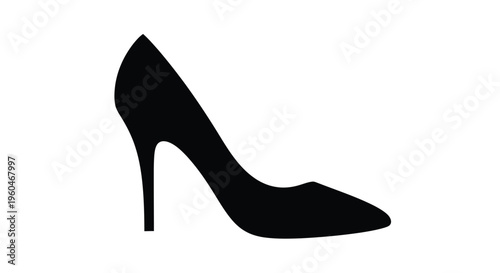 Silhouette of a high heeled shoe against a plain white background