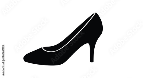 Black high heel shoe silhouette on a white background