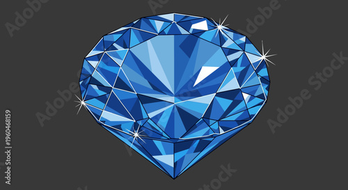 Brilliant Blue Diamond Gemstone, Faceted Cut, Sparkle, Luxury, Precious Jewel