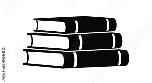 A stack of three black books with white space on the spines