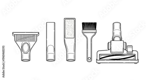 Vacuum Cleaner Attachments Set: Brushes, Crevice Tool, and Turbo Nozzle