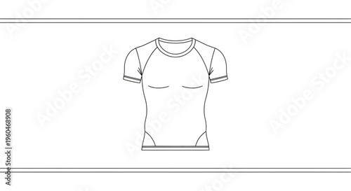 Flat sketch illustration of a men's athletic short-sleeve compression t-shirt vector