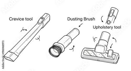 Vacuum Cleaner Attachments: Crevice, Dusting Brush, Upholstery Tools for Cleaning