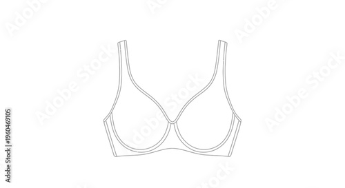 Clean line art illustration of a women's underwire bra, perfect for lingerie design and apparel