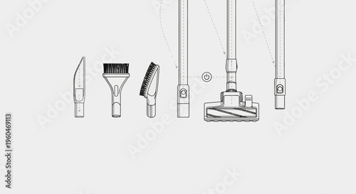 Vacuum Cleaner Accessories Set: Brush, Crevice Tool, Upholstery Nozzle, Floor Head