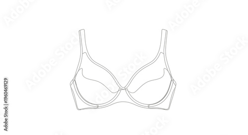 Detailed line drawing of a women's underwire bra perfect for lingerie fashion design projects