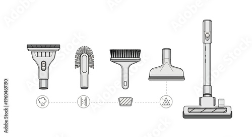 Vacuum Cleaner Attachments Set: Floor Head, Brush, Crevice Tool, and More
