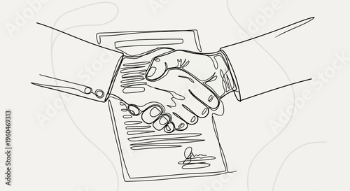 Business handshake over contract agreement, partnership deal, legal document signing