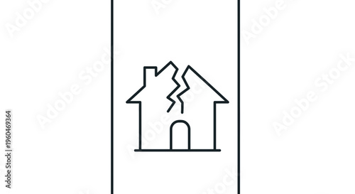 Iconic illustration of a fractured home symbolizing property damage and family separation issues