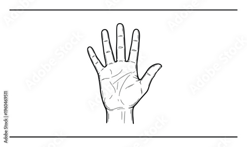 A bold hand drawing with open palm and spread fingers is a clear graphic for various communication, signage, or educational materials.