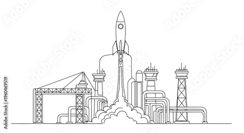 Rocket Launch Pad: Spacecraft Ascent, Industrial Infrastructure, and Blast Off