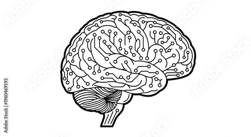 Digital Brain Circuit Board Technology Concept