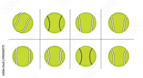 Collection of Tennis Balls in a Grid Layout