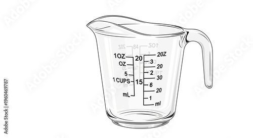 Clear Glass Measuring Cup with Measurement Markings for Cooking and Baking