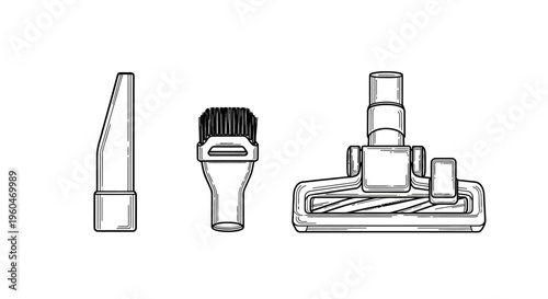 Vacuum Cleaner Attachments Set: Crevice Tool, Dusting Brush, and Floor Nozzle