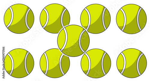 Group of Tennis Balls Arranged in a Pattern on White Background