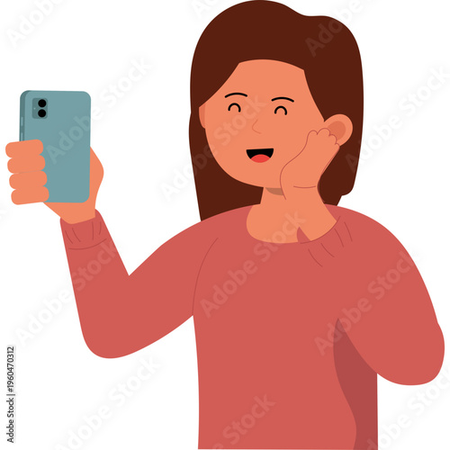 Illustration of Person Using a Mobile Phone