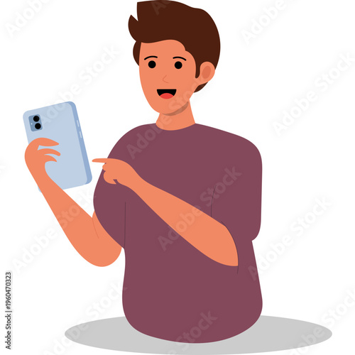 Illustration of Person Using a Mobile Phone