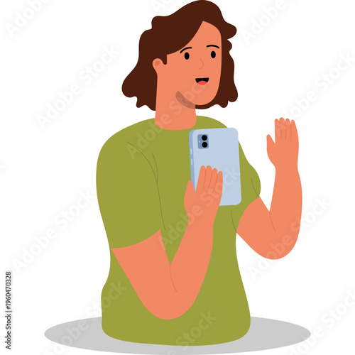 Illustration of Person Using a Mobile Phone