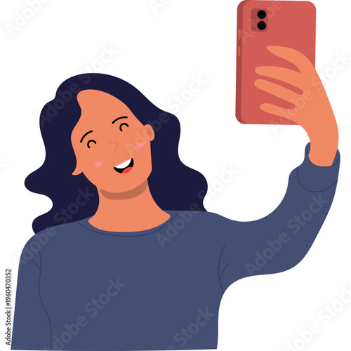 Illustration of Person Using a Mobile Phone