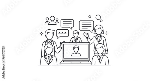 Online business meeting with diverse team collaborating remotely on video call