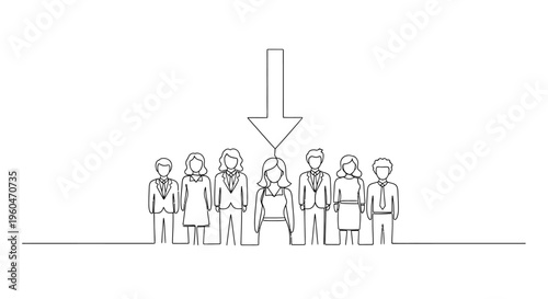 Targeted Selection: Arrow Points to One Person in Diverse Group of Business People