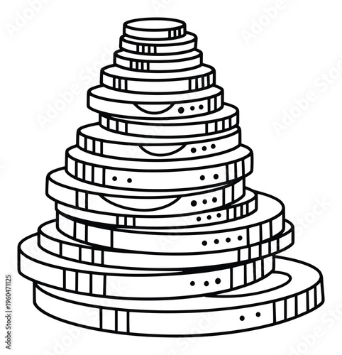 A neatly arranged stacked tower of progressively smaller round objects resembling coins or game chips creating a stable financial or gaming metaphor for various applications