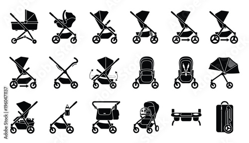 A comprehensive collection of baby strollers, prams, infant car seats, and related accessories for newborns and toddlers, perfect for parenting guides and product information.
