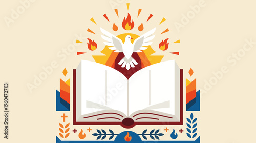 Open Book with Holy Spirit Symbol.