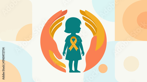 Teal child with orange awareness ribbon.