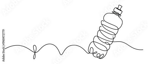 A fluid continuous single line drawing depicts a modern sports water bottle perfect for conveying themes of hydration fitness and sustainability in various athletic and healthrelated content