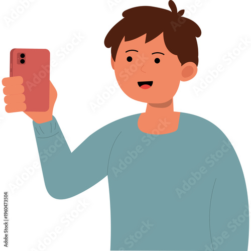 Illustration of Person Using a Mobile Phone