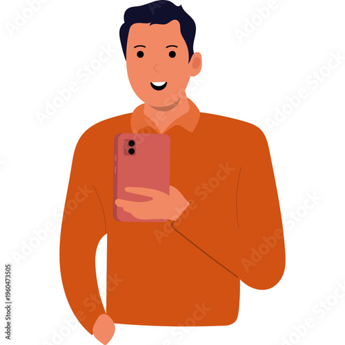 Illustration of Person Using a Mobile Phone