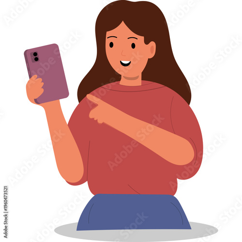 Illustration of Person Using a Mobile Phone