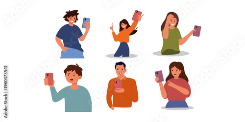 Illustration of Person Using a Mobile Phone
